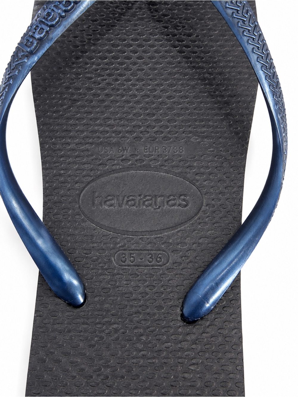 Havaianas Slim Crystal Women’s Flip Flops - Dark Navy with Metallic Blue Straps - Picture 3 of 4